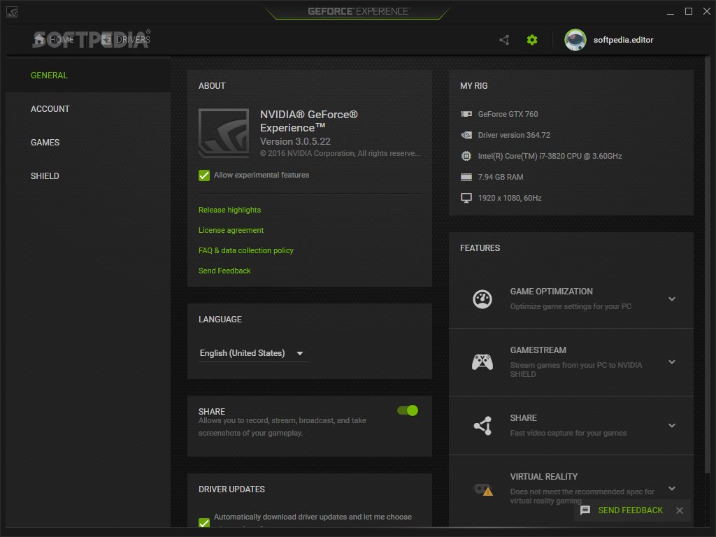 Geforce experience cannot download driver windows 7